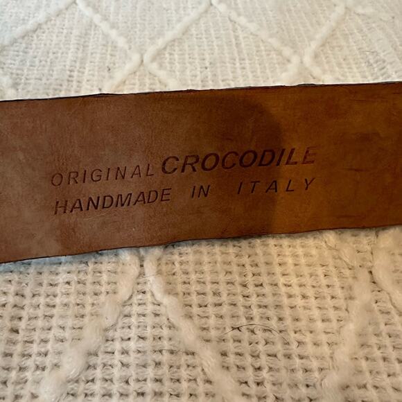 Ralph Gladen Crocodile Leather Buckle Western Belt - Picture 5 of 9